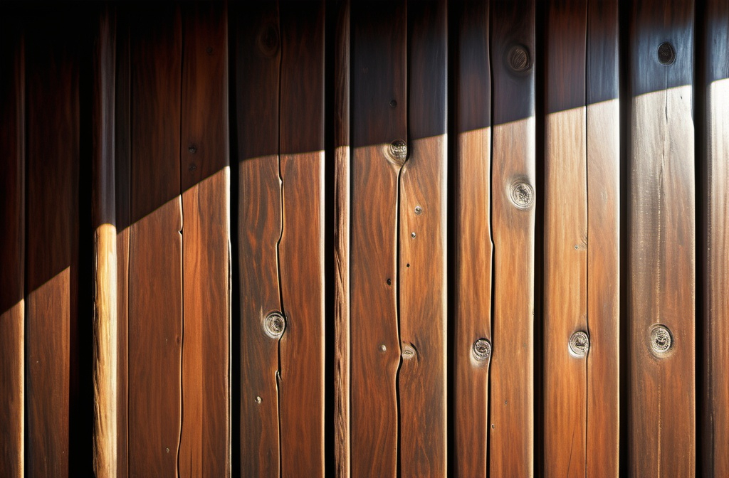 Prompt: A front image of a captivating close-up of a weathered wooden wall of a room in a pirate ship, where the grain of the timber tells tales of adventure. Sunlight glimmers off the polished surface, casting dancing shadows as the ship sways gently on the waves. 