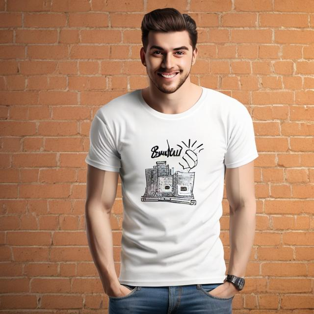 Prompt: A beautiful white t shirt mockup cartoon fabric don't use design 