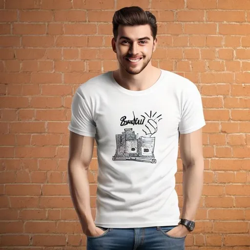 Prompt: A beautiful white t shirt mockup cartoon fabric don't use design 