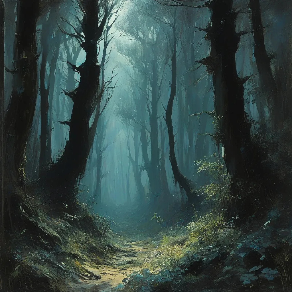 Prompt: Dark forest in the style of moebius
