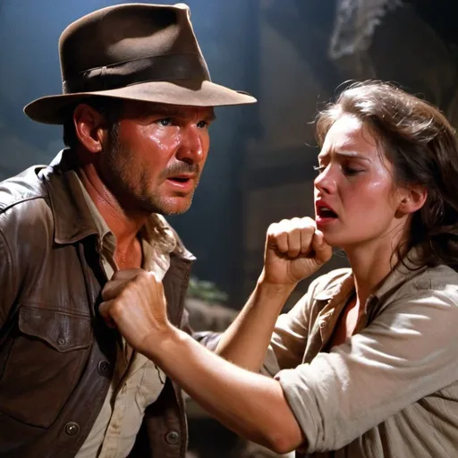 Prompt: Indiana Jones punches Helena Shaw in the real ending of The Dial of Destiny.