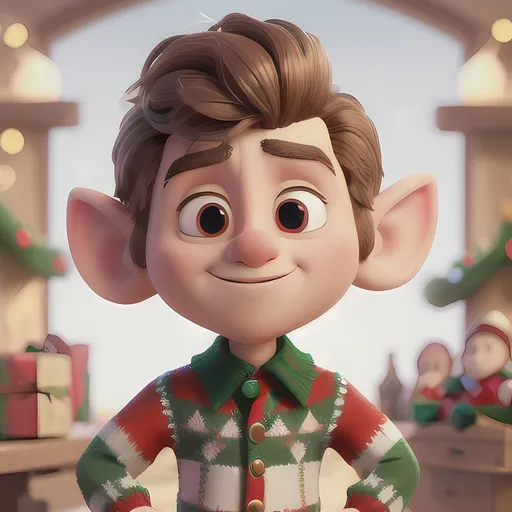 Prompt: create me a handsome ugly sweater elf 