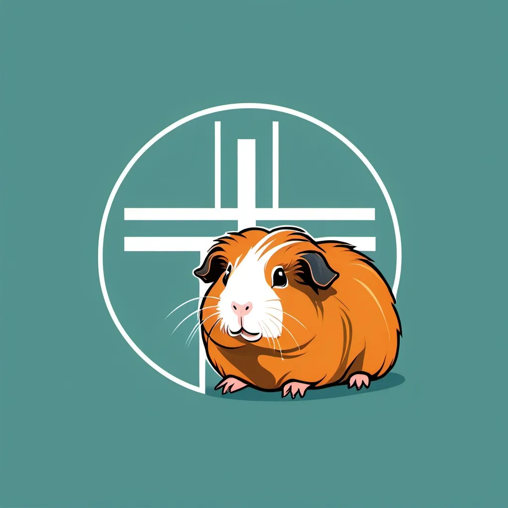 Prompt: create a logo for a guinea pig youth retreat, include a cross and simple guinea pig
do not include any words or letters

