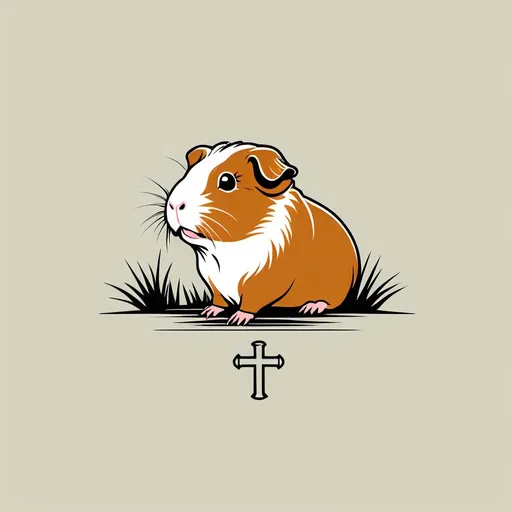 Prompt: create a logo for a guinea pig youth retreat, include a cross and simple guinea pig
do not include any words or letters

