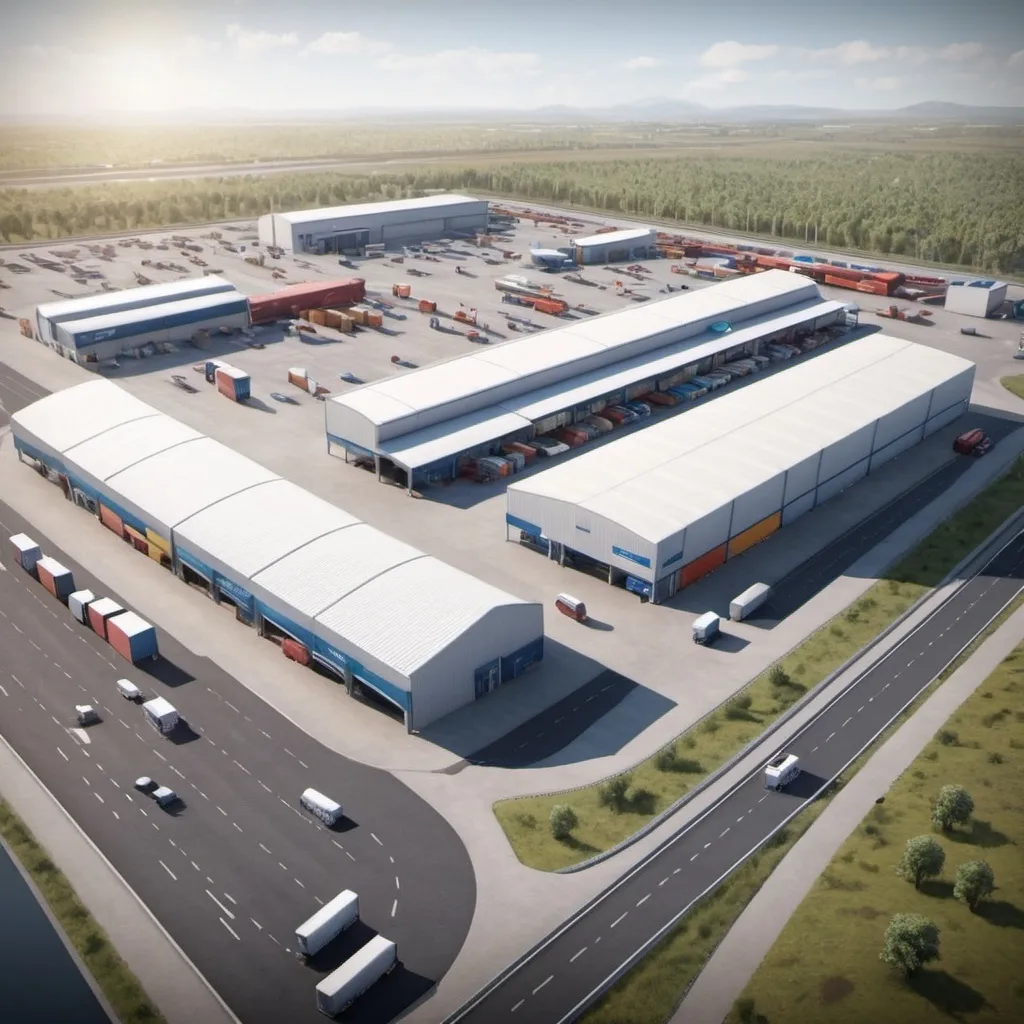 Prompt: 
show me the photo of a logistics and transport hub in realistic 3d