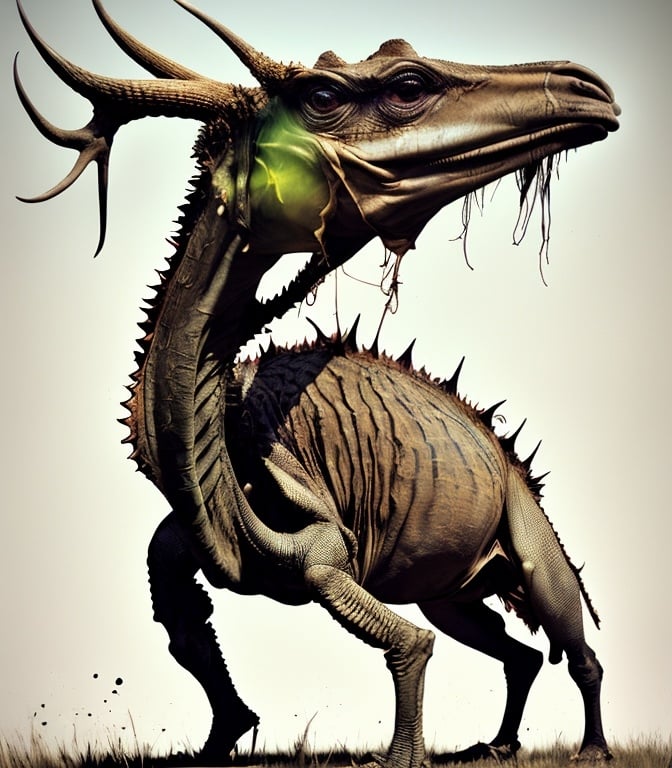 Prompt: a creature similar to a camel but reptilian, yellow and blue scales, antlers, meadowland in background, watercolor :: masterpiece :: biological :: muted brush stroke :: by Ruan Jia :: by Travis Charest :: by Yoji Shinkawa :: elaborate :: intricate :: hyper detailed :: 8k resolution :: concept art :: dynamic lighting :: Splash Screen art :: deep colors :: zoom out :: wide angle lens