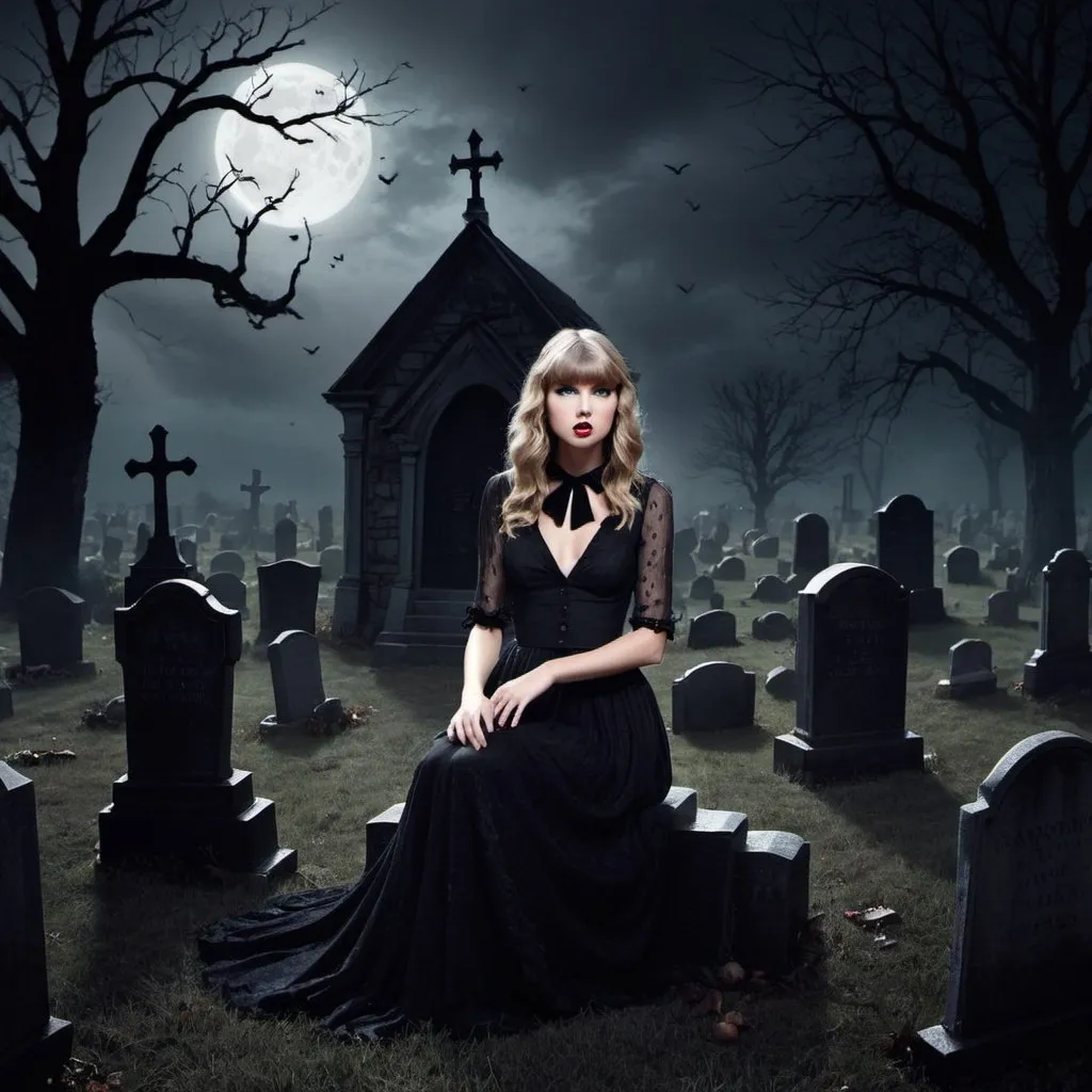 Prompt: spooky graveyard taylor swift