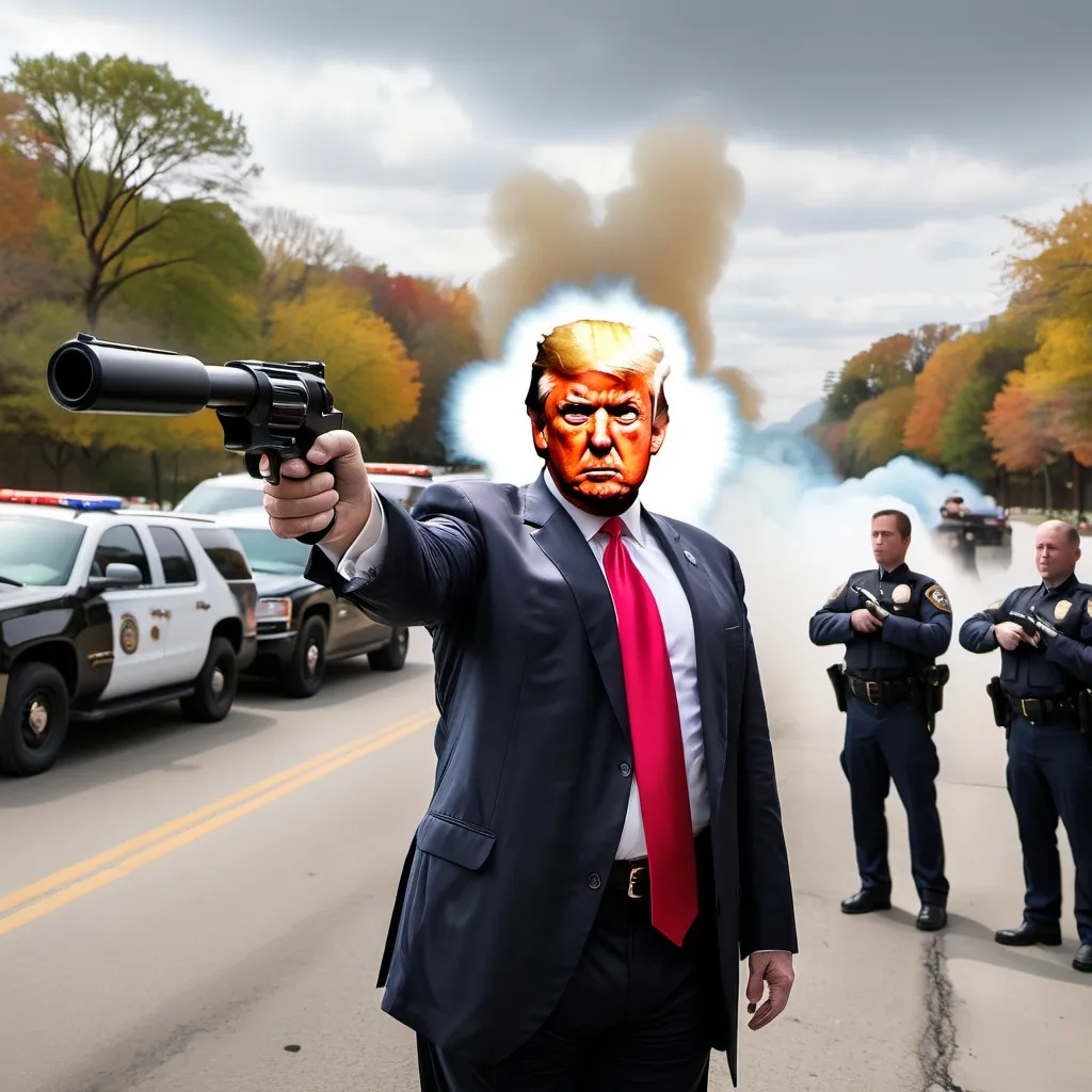 Prompt: Make a picture of donald trump being shot