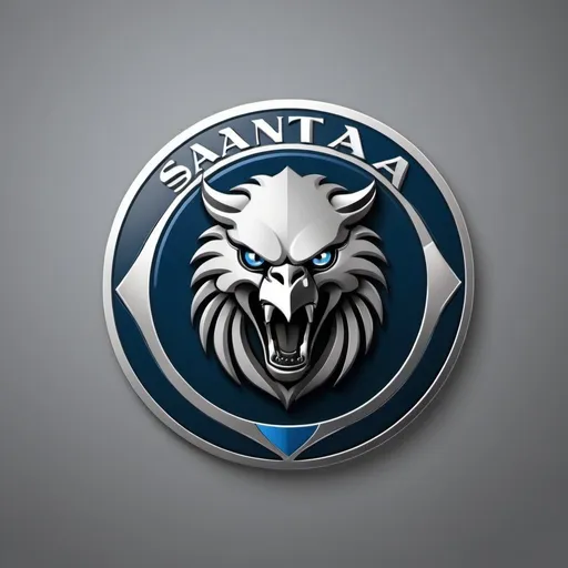 Prompt: Create a round logo for a motorcycle brand called Santana.  The main colors should be blue and gray, inspired by the BMW logo.  The design must convey strength, robustness and agility, similar to Ferrari and Lamborghini.  Include an animal such as an eagle or bull to represent power and speed