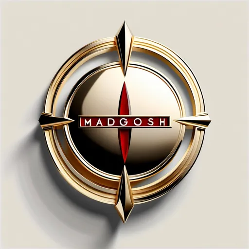 Prompt: (luxury women's fashion brand emblem), brand name is MADgosh, elegant and sophisticated, sleek design, bold and attention-grabbing colors, gold accents, flowing shapes, high-end feel, opulent textures, modern aesthetic, upscale branding, chic typography, captivating composition, minimalist yet striking, designed for impact and allure, ultra-detailed, high resolution.