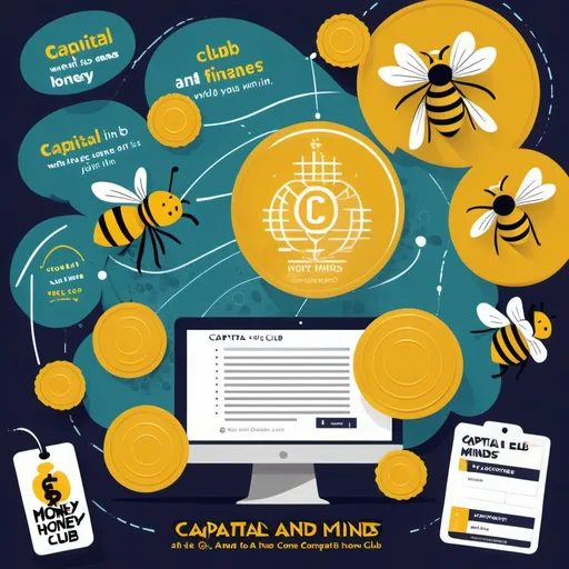 Prompt: create an accounting and finance clube poster that name "Capital Minds Club”  and our qutequote is  “Money is honey if you want to know how the money goes in world come and join our club, where cents always make sense”