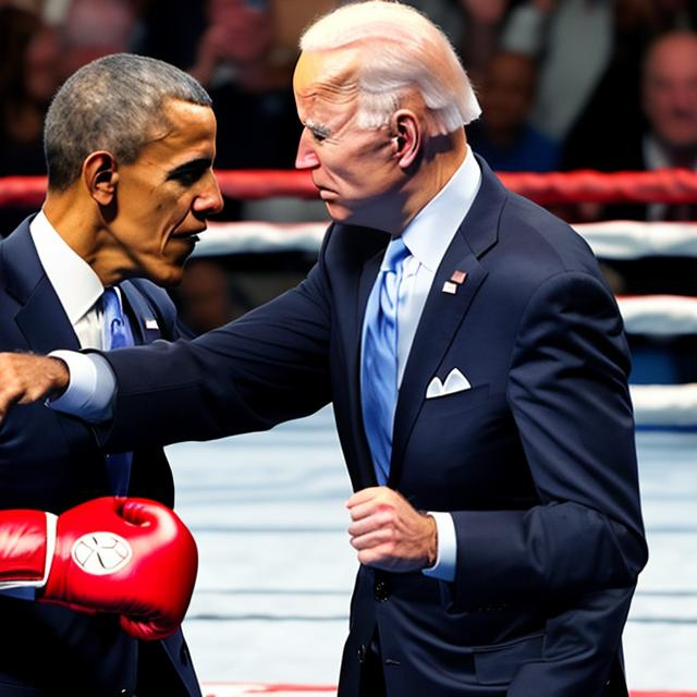 Prompt: Joe biden boxing obama