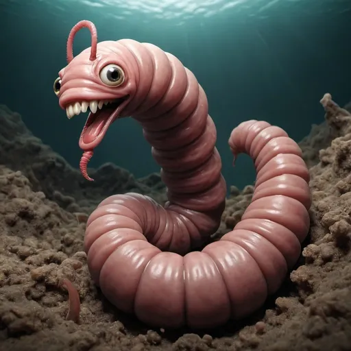 Prompt: A worm thriving in seas of disgust