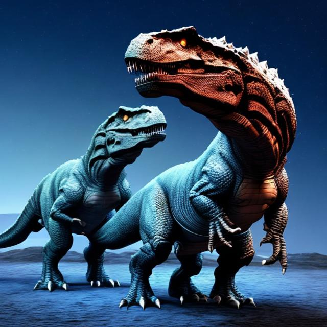 Prompt: 3 t-rex's on top of eachother