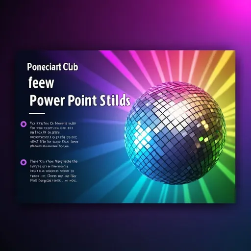 Prompt: Create a few power point presentation slides 1920 x 1080 with a disco club theme and light color background for text area