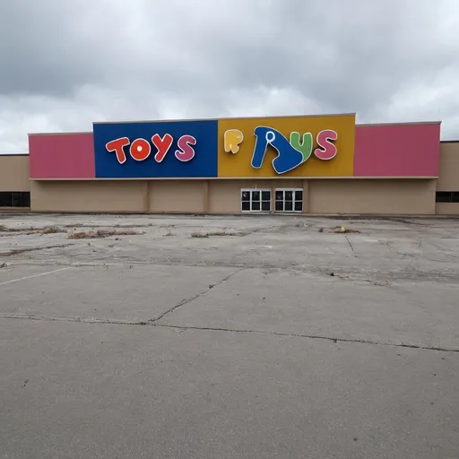Prompt: a abandoned toys r us outside