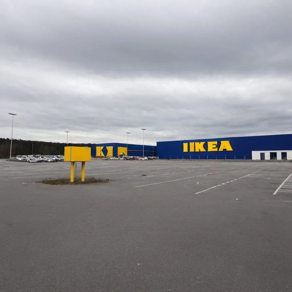 Prompt: a abandoned ikea outside