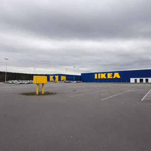 Prompt: a abandoned ikea outside