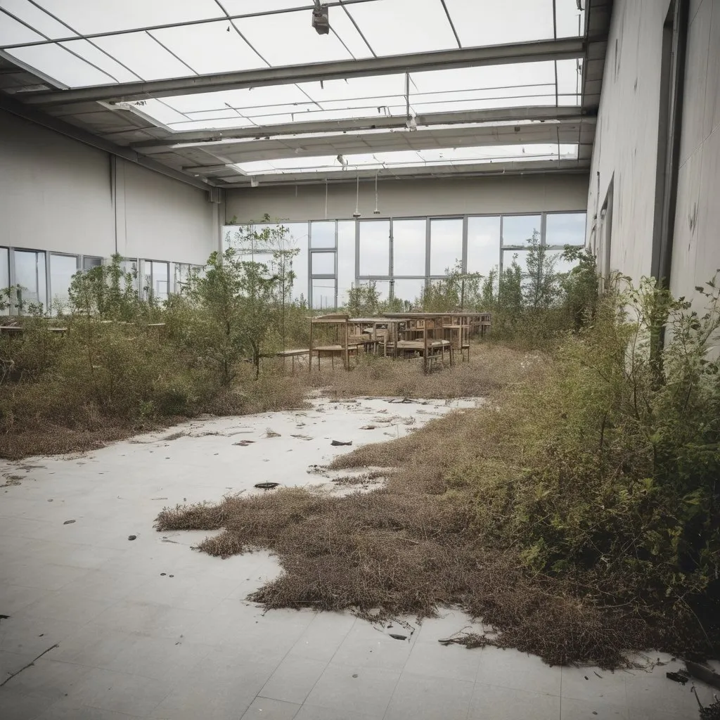 a abandoned ikea with no one inside covered with dea...