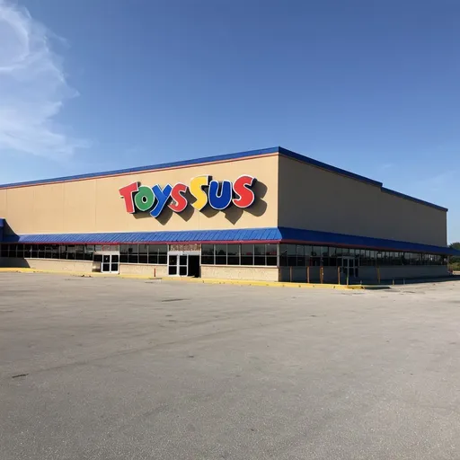 Prompt: a abandoned toys r us store outside