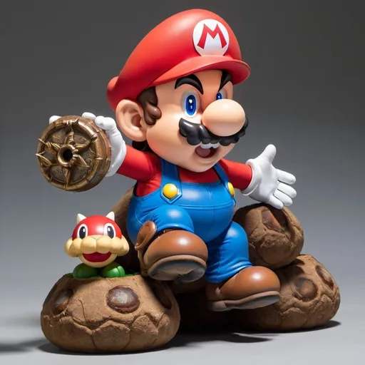 Prompt: Mario stuffs on a goomba