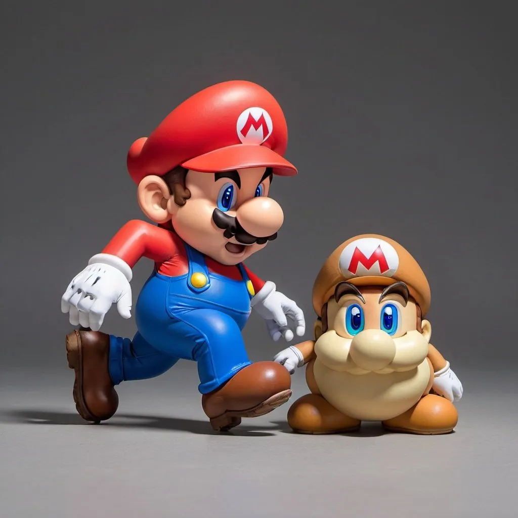 Prompt: Mario stepping on a goomba