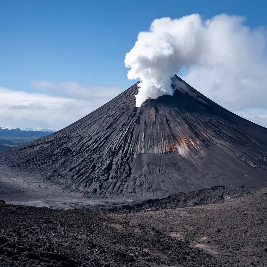 Prompt: A volcano with ice coming out of its crater