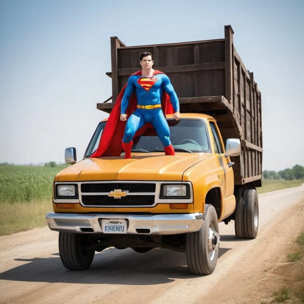 Prompt: Super man on truck
