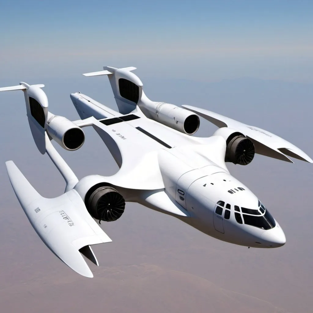 Prompt: Big air vehicle, 2 jet engines, VTOL, transportation