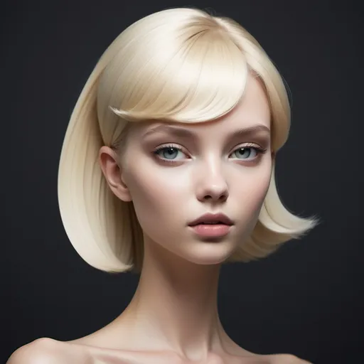 Prompt: "Generate an image of a two-dimensional, feminine blond model with plain colors The model should have a minimalist, elegant design, with a focus on the ear area. The style should be simple and flat, inspired by Benjamin Lacombe’s artistic approach, with minimal detail