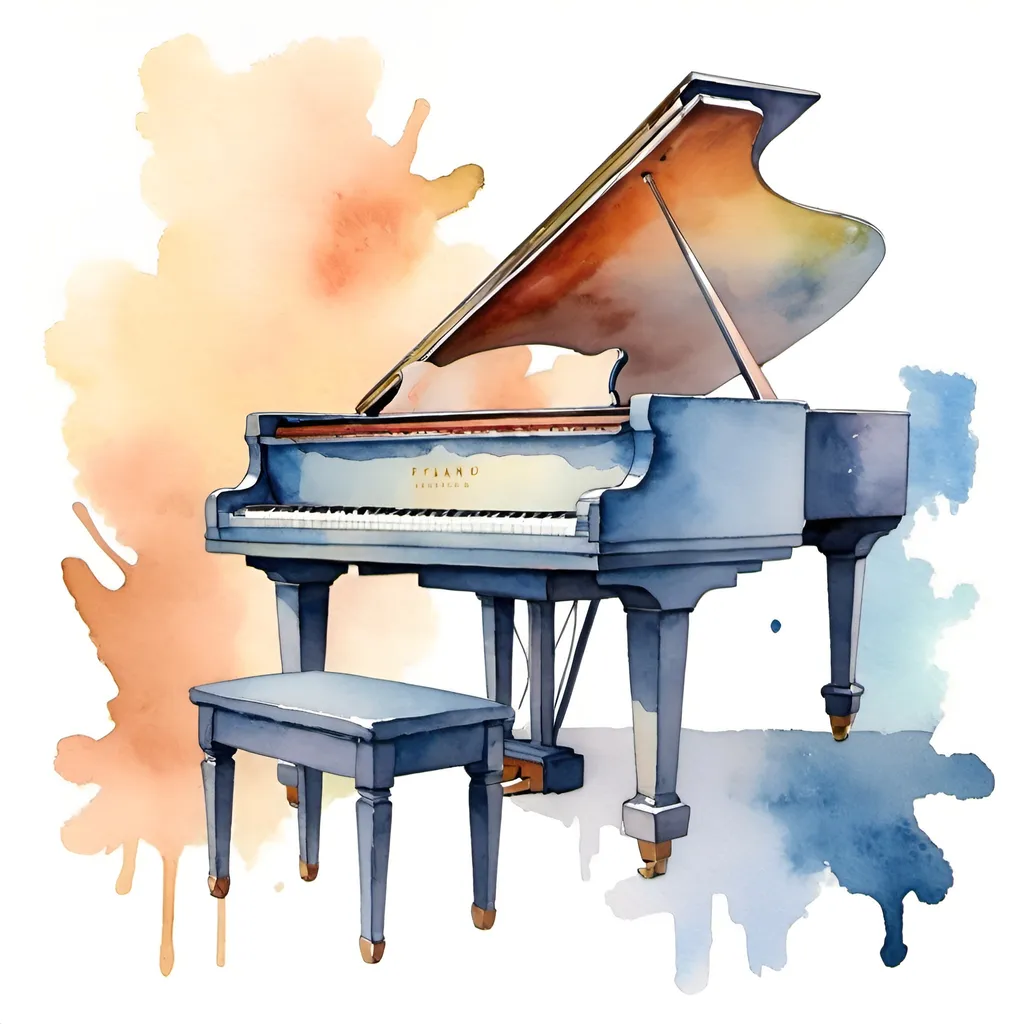 Prompt: A piano in watercolor 