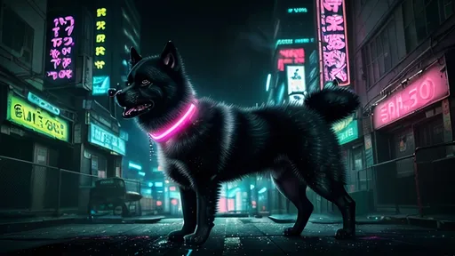 Prompt: fully black akita/stefford dog breed mix, Smoking a vape and playing blackjack with other kinds of dog breeds, cyberpunk style