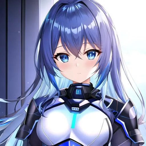 Prompt: blue cybertech armor
