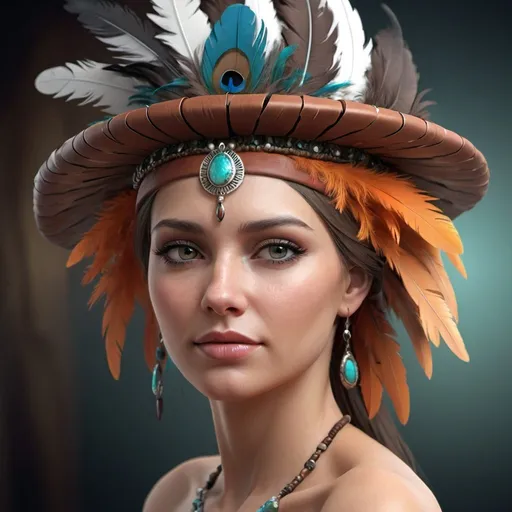 Prompt: A close to a A Woman Wearing in Headdress Made of Feathers, Computer Graphics by Glennray Tutor, Cgsociety, Fantasy Art, Daz3d, Artstation HD, Made of Feathers, splendid splendid splendid