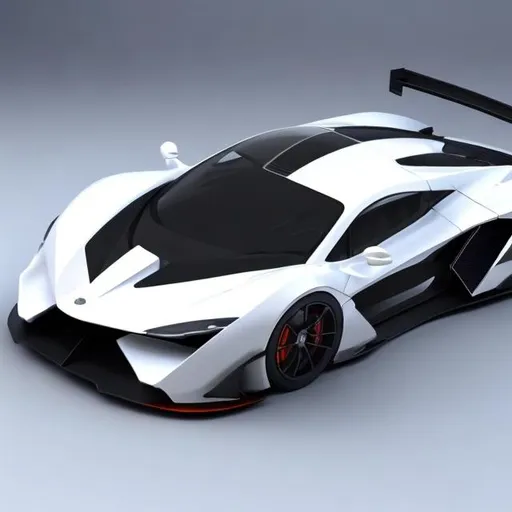Prompt: 3D supercar creation with futuristic design, sleek and aerodynamic, glossy white finish, high-tech details, professional rendering, high quality, futuristic, 3D rendering, sleek design, glossy finish, high-tech details, professional, clean lines