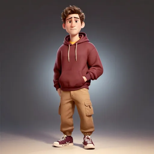 Prompt: Male college kid character in T pose , semi-realistic comic style, maroon hoodie, books-filled bag, cargo pants, sneakers, medium-length hair, brown skin, 360-degree view, detailed facial features, high quality, comic style, casual attire, warm lighting, diverse representation, detailed hair, sneakers, hoodie, bag-filled books.
Sampler: DPM++ 2M SDE Karras
Seed: 1554746070