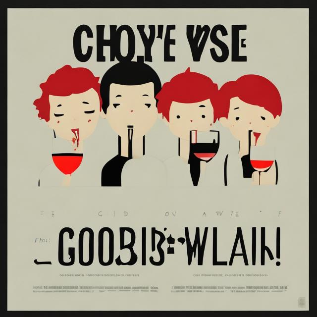 Prompt: Minimalist Poster of "The Crybabies with Good Taste in Wine"