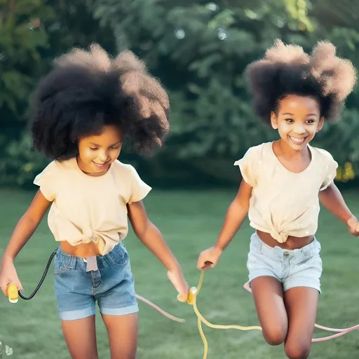 Prompt: nieces skipping rope