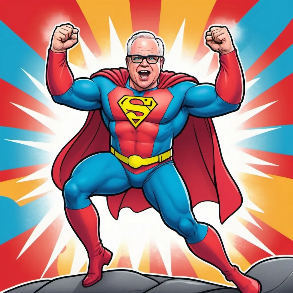 Prompt: Gov Tim Walz as a superhero with a tampon
