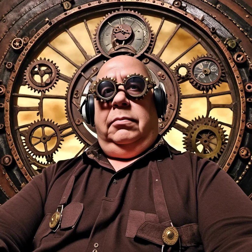 Prompt: <mymodel> in the stiles of steampunk in a steampunk background photo Realistic wearing goggles 