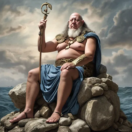 Prompt: <mymodel>photo Realistic as Greek god Poseidon sitting on a rock