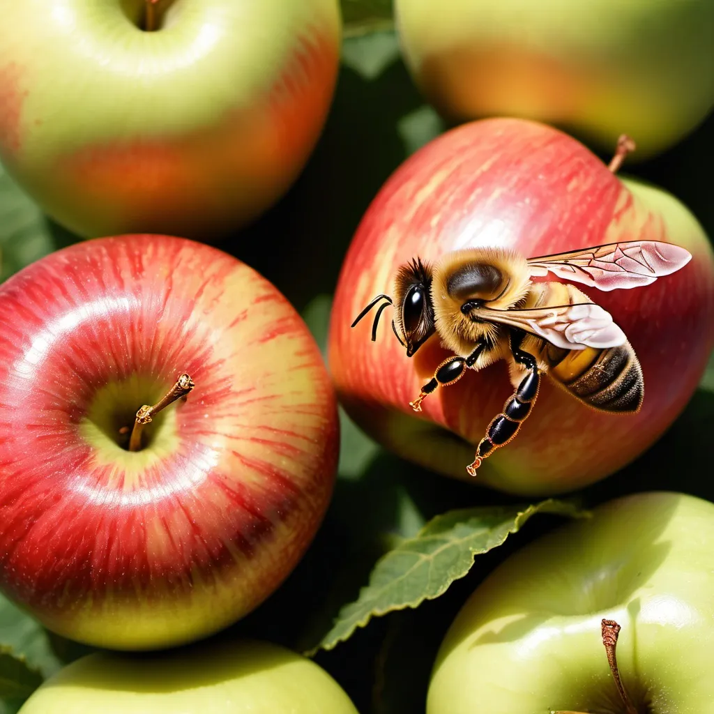 Prompt: How does a bee compare to an apple?