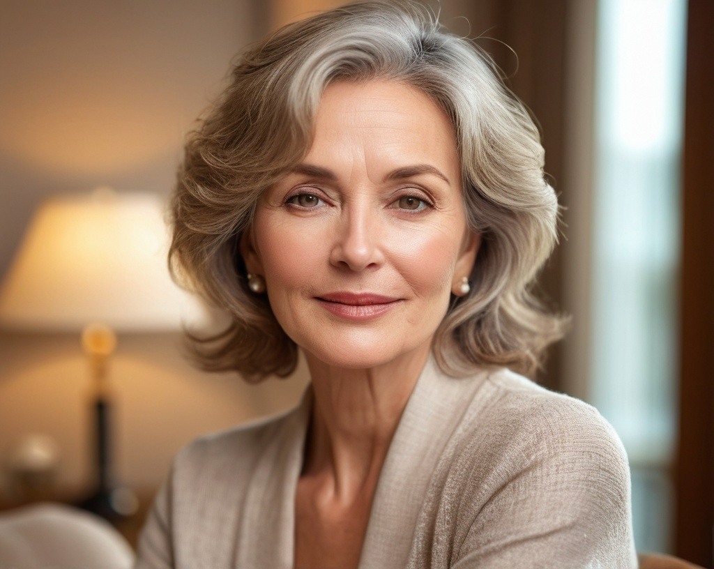 Prompt: (middle-aged women), (elegant beauty), warm tones, soft lighting, serene expressions, stylish clothing, natural makeup, sophisticated yet approachable ambiance, graceful poses, inviting atmosphere, high detail, focus on facial features, capturing the essence of confidence and poise, ultra-detailed, 4K quality.