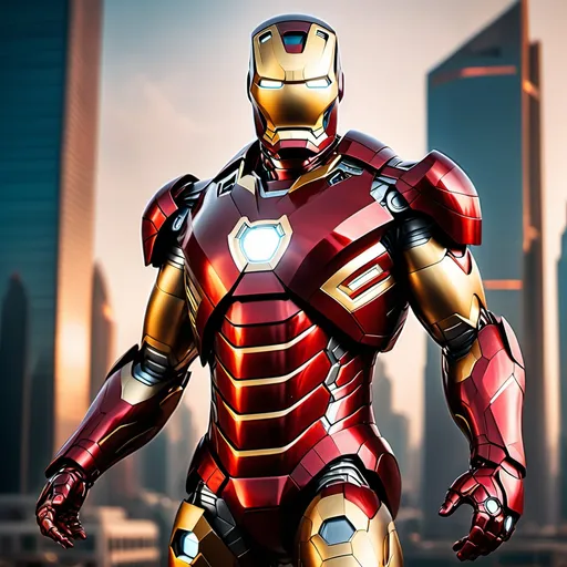 Prompt: Vijay Thalapaty as Iron Man, dynamic superhero pose, glimmering suit with intricate technological details, bold red and gold color palette, intense facial expression, dramatic lighting highlighting the armor, futuristic city skyline in the background, high-energy ambiance, sleek design, ultra-detailed, photorealistic, vibrant cinematic atmosphere.