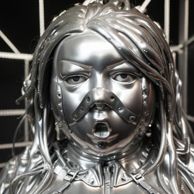 Large morbidly Obese female aluminium shiny statue... OpenArt