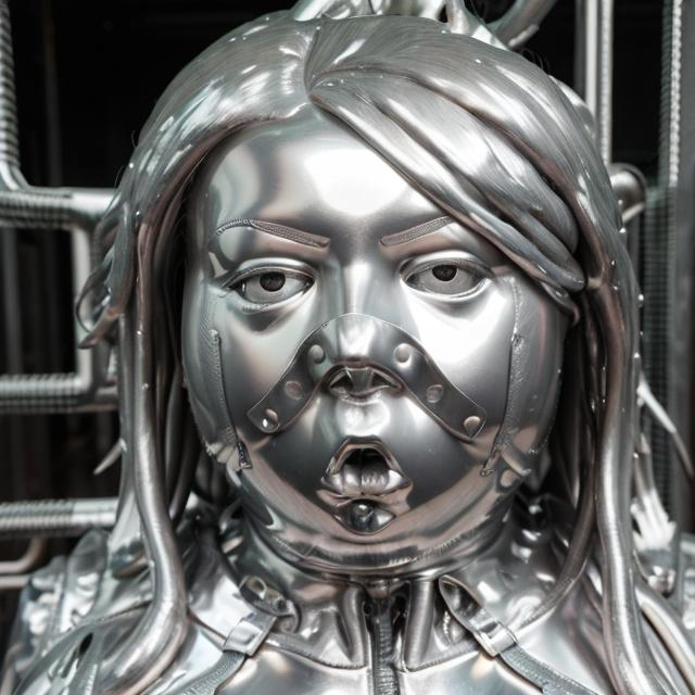 Large morbidly Obese female aluminium shiny statue... OpenArt
