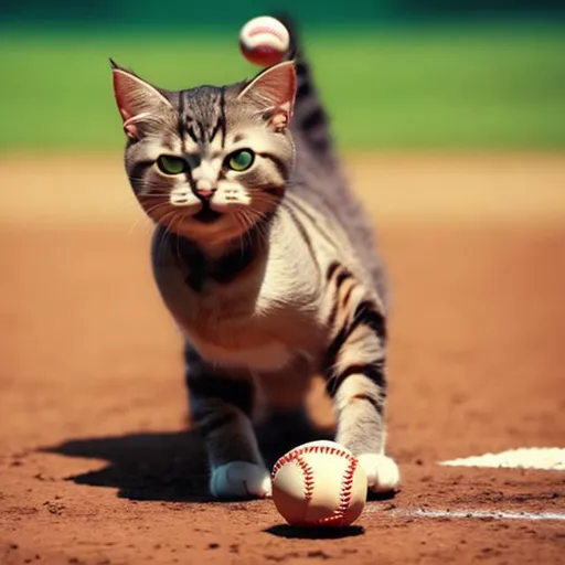 Prompt: Cat playing Baseball