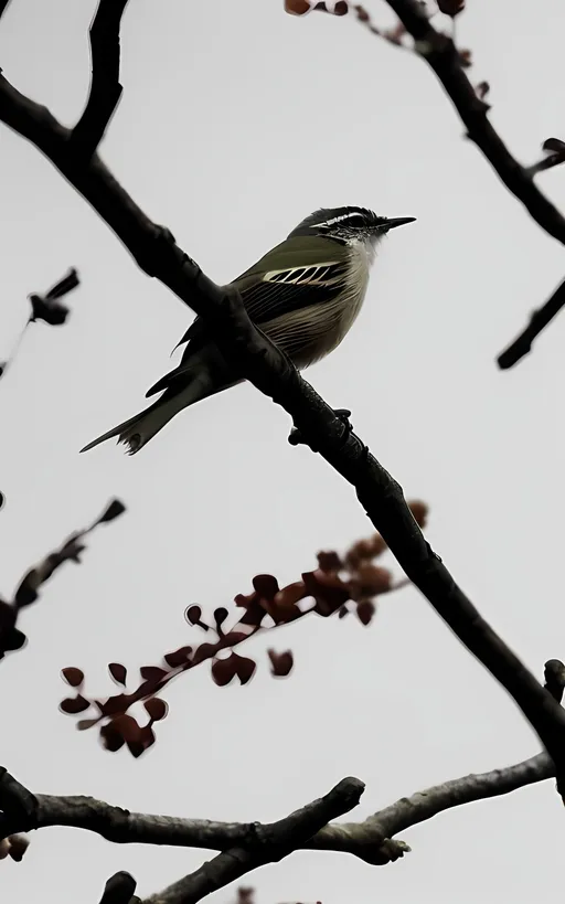 Prompt: Upon the branch, the small bird waits,
With keen eyes fixed on rustling ground.
In shadows deep, its hunger baits,
As prey moves near, without a sound.
A sudden dash, a flash of flight,
Nature's dance, both fierce and fair.
In moments brief, the day turns night,
Life's fragile thread, a breath of air.
