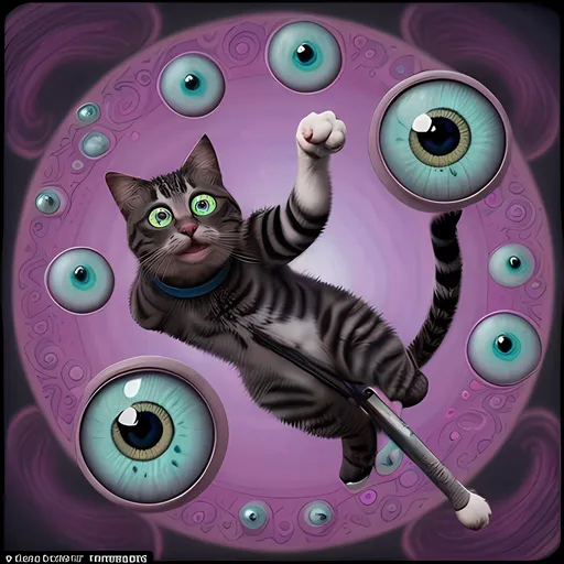 Prompt: "Imagine a magical realm where eyes are not just for seeing but for living! Create a 3D eye pattern with eyeballs that have tiny, comical faces depicting every emotion known to man (and a few unknown ones). Make sure some eyes are rolling, others are winking, and a few are wildly staring like they've just witnessed a cat riding a unicycle. Set them against a vibrant, swirling psychedelic background as if they're floating in a dreamworld where Salvador Dalí and Dr. Seuss are having a tea party."