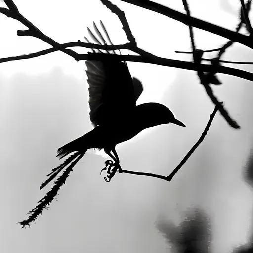 Prompt: Upon the branch, the small bird waits,
With keen eyes fixed on rustling ground.
In shadows deep, its hunger baits,
As prey moves near, without a sound.
A sudden dash, a flash of flight,
Nature's dance, both fierce and fair.
In moments brief, the day turns night,
Life's fragile thread, a breath of air.
